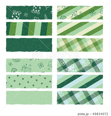6月のパターン柄 チェック ストライプ セット 緑 49834072