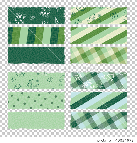 6月のパターン柄 チェック ストライプ セット 緑 49834072