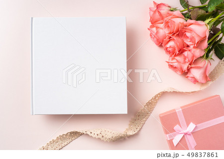 top view rose on pink for mothers , valentines day top view rose on pink for mothers , valentines day 49837861