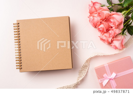 top view rose on pink for mothers , valentines day top view rose on pink for mothers , valentines day 49837871