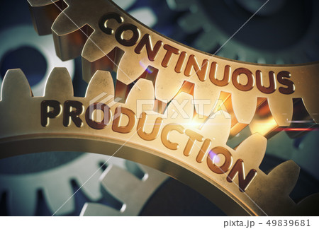 Continuous Production on Golden Cog Gears. 3D Illustration. Continuous Production on Golden Cog Gears. 3D Illustration. 49839681