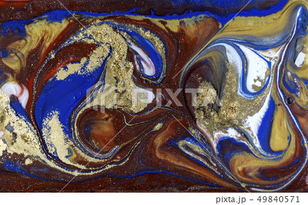 Blue marbling pattern. Golden marble liquid texture. Blue marbling pattern. Golden marble liquid texture. 49840571