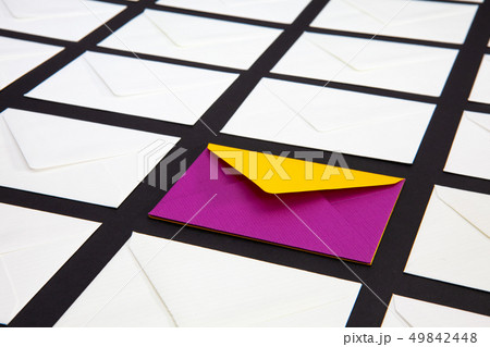 Composition with white and two-color envelopes Composition with white and two-color envelopes 49842448