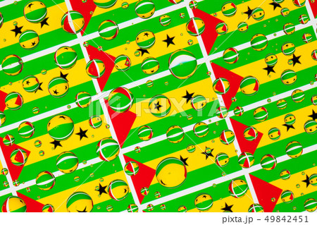 Rain drops full of Sao Tome and Principe flags 49842451
