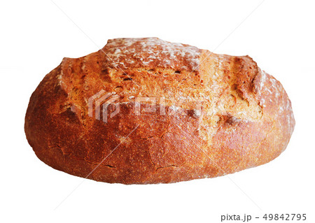 Freshly baked homemade bread loaf on white background . 49842795