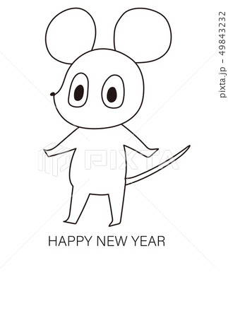 シンプル可愛いネズミの年賀状のイラスト素材