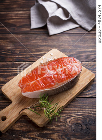 Fresh salmon steak with spices 49843574