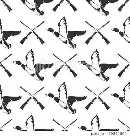Hunting seamless pattern with guns and ducks 49844864