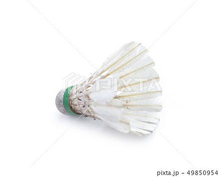 Dirty shuttlecock for badminton isolated on white 49850954