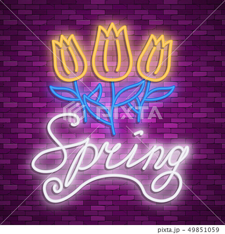 Neon banner spring. Stock vector. Poster for spring party. Neon banner spring. Stock vector. Poster for spring party. 49851059