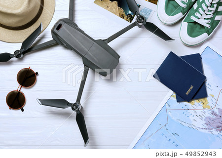 Travel concept background with drone Travel concept background with drone 49852943