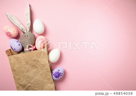 Easter Bunny in a crumpled paper bag 49854039