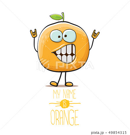 cartoon orange fruit character isolated on white background. My name is orange vector concept 49854315