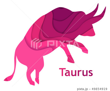 Taurus astrology sign, paper cut style horoscope 49854919