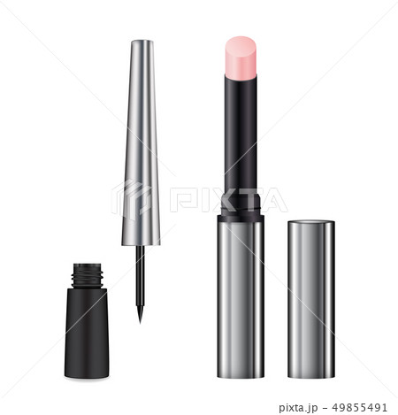 Lip balm, eyeliner set realistic vector 49855491