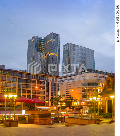 Evening cityscape of Frankfurt downtown Evening cityscape of Frankfurt downtown 49855666