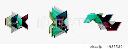Geometric banner made of glossy geometric shapes, for background or abstract logo element 49855894