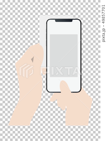 レシートにスマホをかざす手 49857701