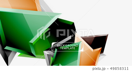 Bright colorful triangular poly 3d composition,abstract geometric background, minimal design 49858311