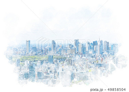 春の東京　２０１９年　水彩画風 49858504