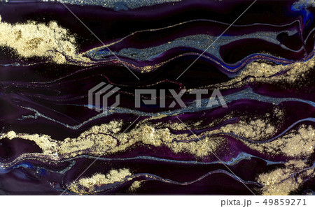 Purple marbling pattern. Golden marble liquid texture. 49859271