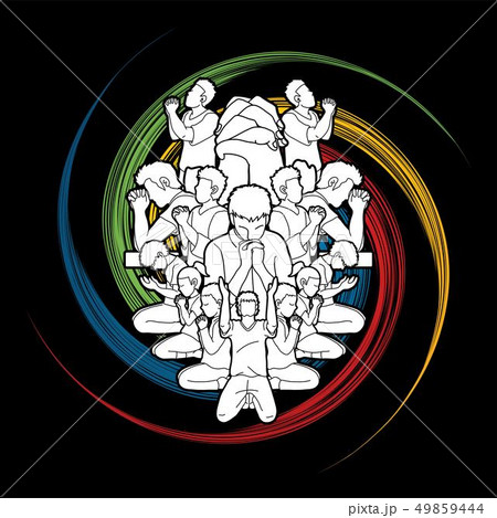 Group of People prayer, Praise to the Lord vector 49859444