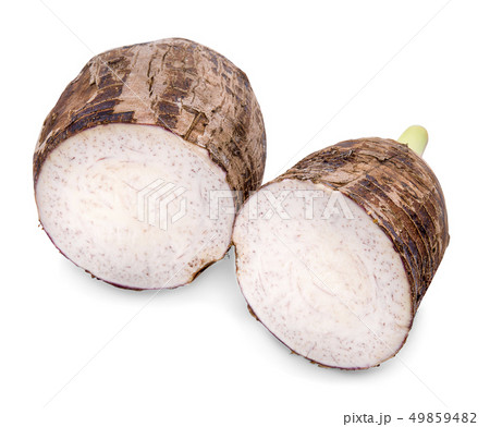 Taro, sliced of taro isolated on white background Taro, sliced of taro isolated on white background 49859482