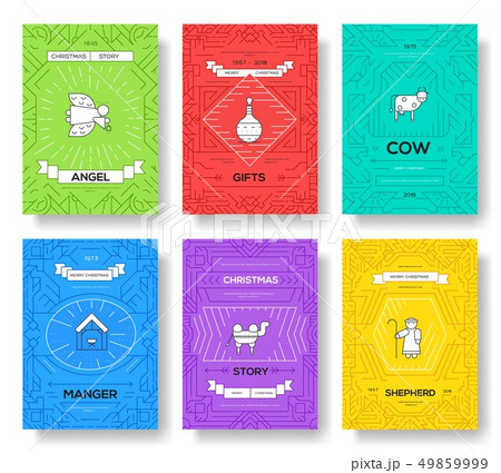 Merry Christmas vector brochure cards set. birth of Christ template of flyear, magazines, posters 49859999