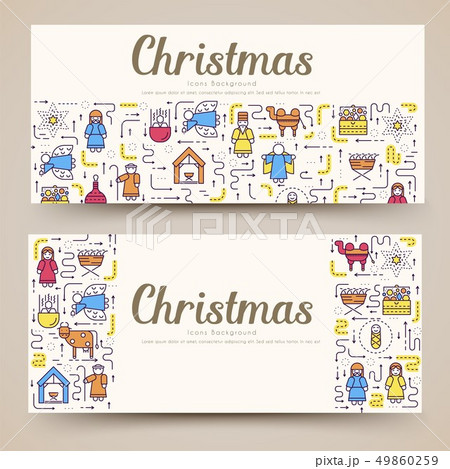 Merry Christmas vector brochure cards set. birth of Christ template of flyear, magazines, posters 49860259