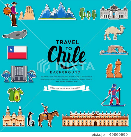 Country Chile travel vacation guide of goods, places and features. Set of architecture, fashion 49860699