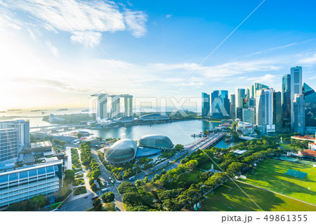 Beautiful architecture building exterior cityscape in Singapore city skyline Beautiful architecture building exterior cityscape in Singapore city skyline 49861355