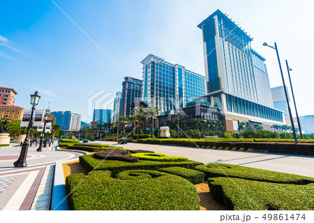 China, Macau - September 11 2018 - Beautiful luxury exterior architecture building of hotel resort in macau city skyline China, Macau - September 11 2018 - Beautiful luxury exterior architecture building of hotel resort in macau city skyline 49861474