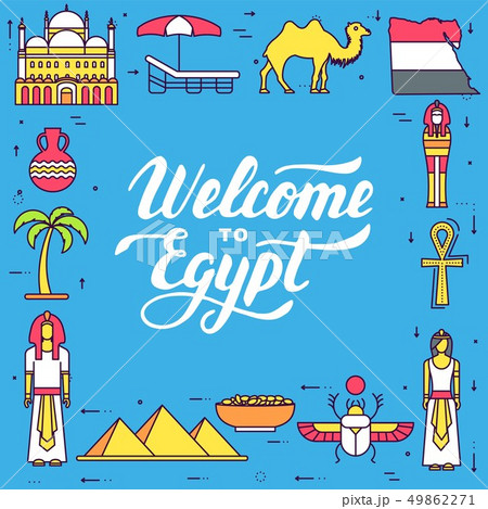 Country Egypt travel vacation guide of goods, places and features. Set of architecture, people 49862271