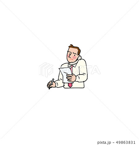 メモを取りながら電話をするサラリーマンのイラスト素材