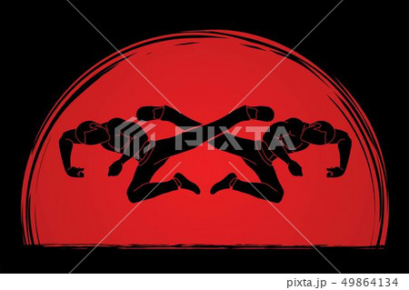 Kung Fu jump kick cartoon graphic vector Kung Fu jump kick cartoon graphic vector 49864134