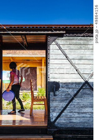 Waitress working at Train cafe in railroad 49864156