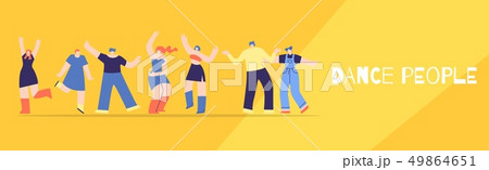 Dance People Club Party Festival Banner Flat Style Dance People Club Party Festival Banner Flat Style 49864651