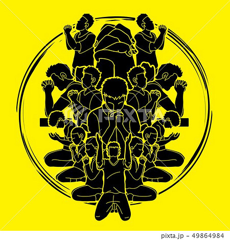 Group of Prayer, Christian praying together vector 49864984