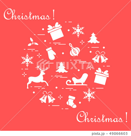 New Year and Christmas symbols arranged in a New Year and Christmas symbols arranged in a 49866603