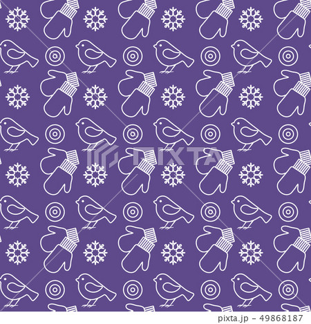 Christmas, New Year 2019 backdrop Mittens, birds 49868187