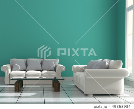mint wall with sofa & sideboard on ceramic floor mint wall with sofa & sideboard on ceramic floor 49868984