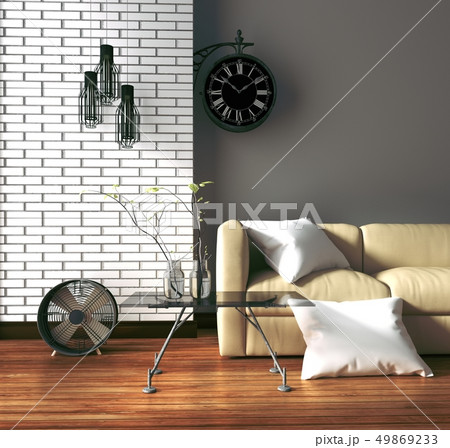 Loft style - Living room interior design with sofa 49869233