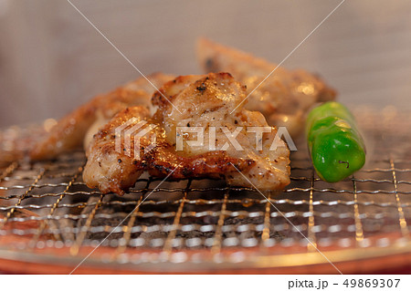 鳥肉の炭火焼き（炭焼き・網焼き・七輪・一人・宅飲み・バーベキュー・BBQ・焼肉 49869307