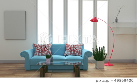 Modern room interior with blue sofa Modern room interior with blue sofa 49869400