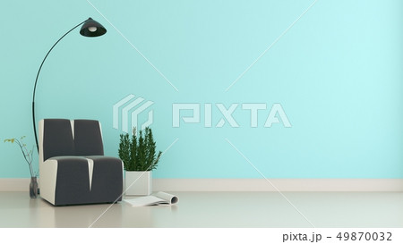 Armchair and plants on empty mint Armchair and plants on empty mint 49870032