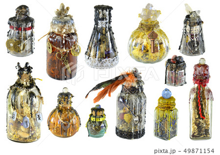 Design set with magic decorated witch bottles Design set with magic decorated witch bottles 49871154