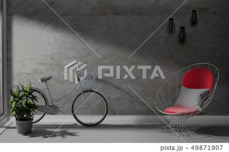 Minimal Living room - Loft style. 3d rendering Minimal Living room - Loft style. 3d rendering 49871907