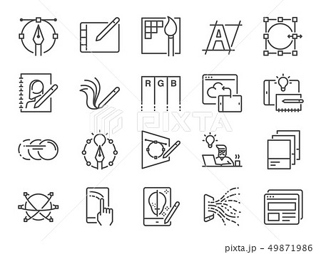 Digital design line icon set. 49871986