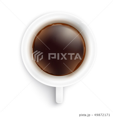 White mug of black coffee with foam. White mug of black coffee with foam. 49872171