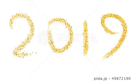 2019 golden glitter number text. 2019 golden glitter number text. 49872190